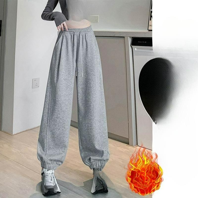 

Серый Спортивный Цвет Женские Осенне-Зимние Брюки с Высокой Посадкой Прямого Покроя, Стройнящие, Повседневные Брюки-Шаровары на Кулиске S светло-серый