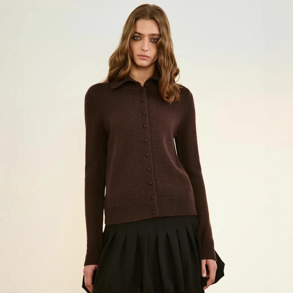 Single-breasted Knitted Cardigan Women's Autumn and Winter New High-end Long-sleeved Top Thickened Soft Waxy Lapel Sweater Jacket