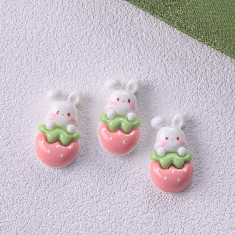 Erdbeer Häschen Haus Harz Haarspange & Schmuck DIY Zubehör für Kinder