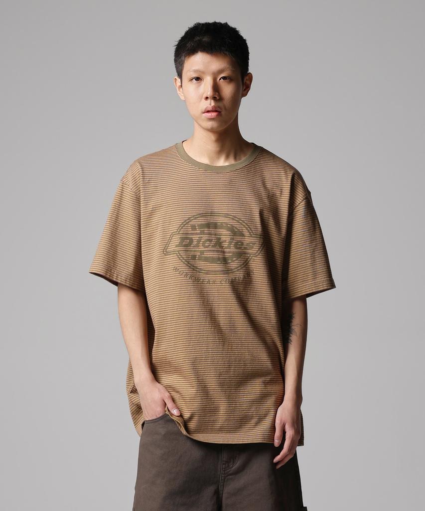 DICKIES Striped Mono Logo T-Shirt Olive