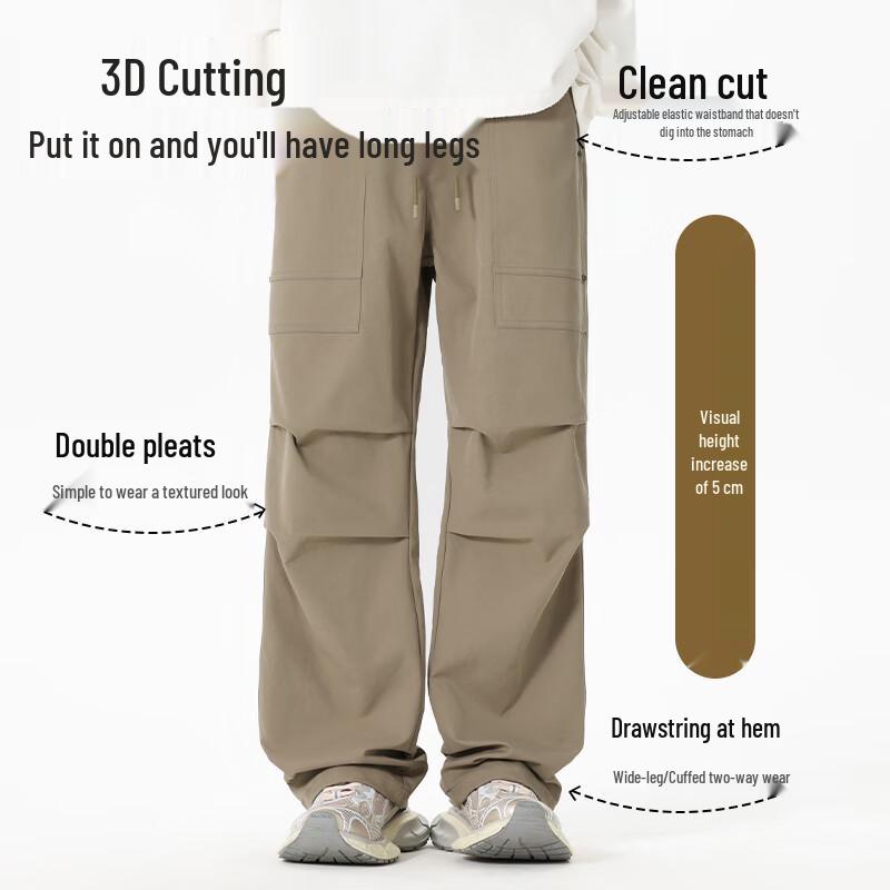 MINISO Men's Techwear Pleated Cargo Pants