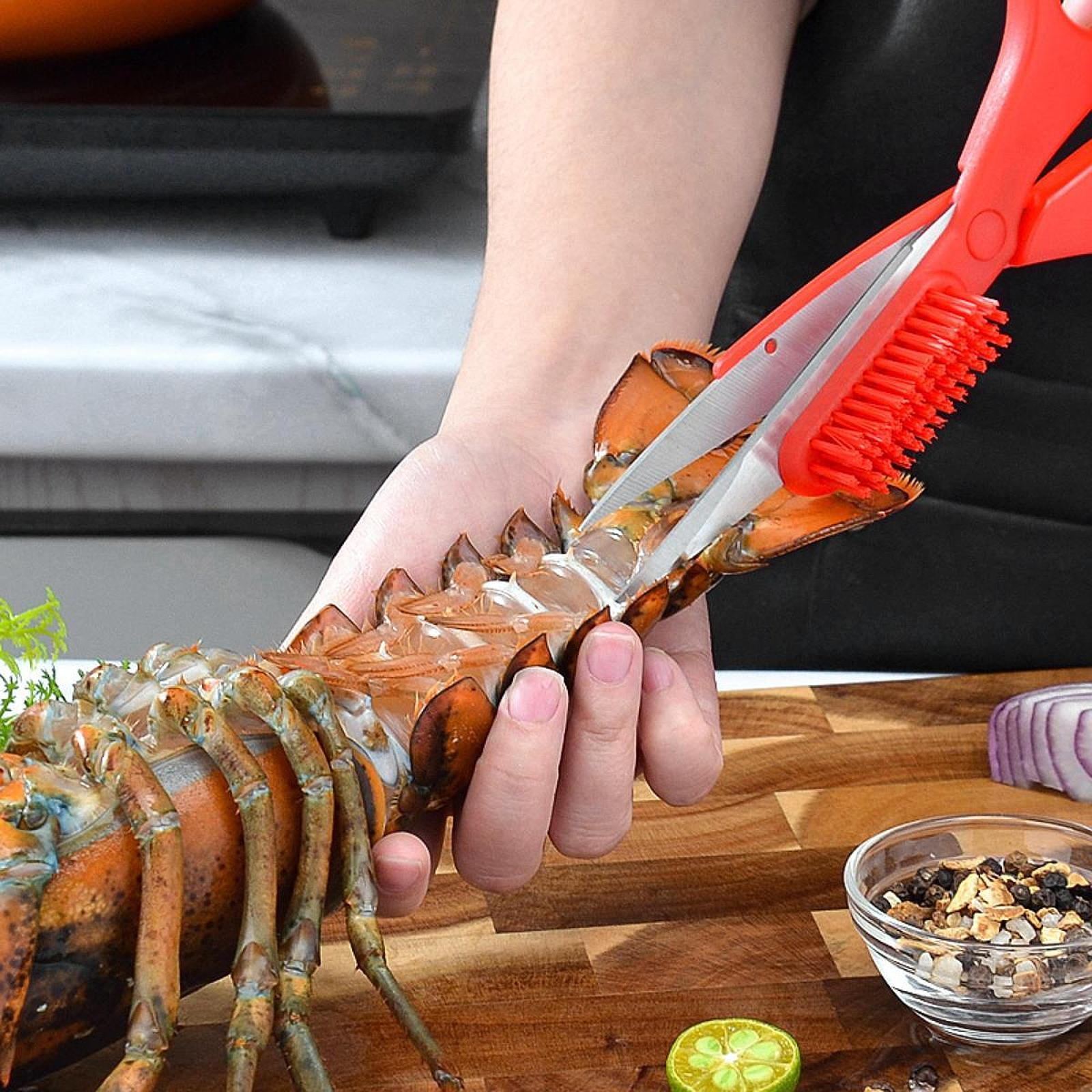 

Ножницы для морепродуктов, Омары, Рыба, Овощечистка для креветок, Кухонные ножницы из нержавеющей стали, Еда красный
