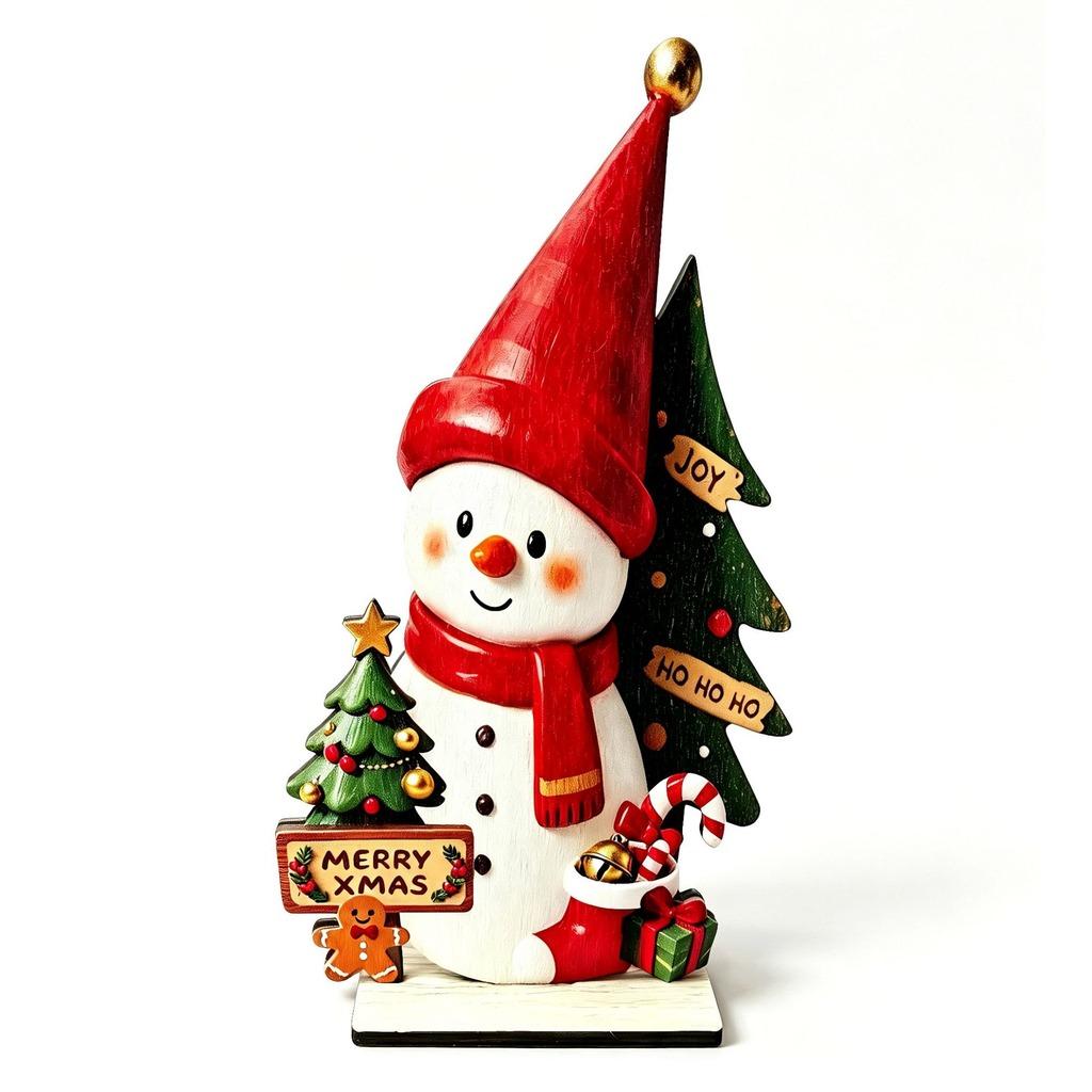 Santa Reindeer Desktop Ornament Wooden Christmas Houses Village Tabletop Decoration For Home Xmas 2026 2027 New Year Party Decor