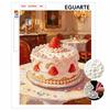 Framed Pearl Bead Painting Kit Strawberry Cake Design DIY Shiny Canvas Art Creative Craft for Desk Decor Gift, Beautiful Elegant Party Table Display