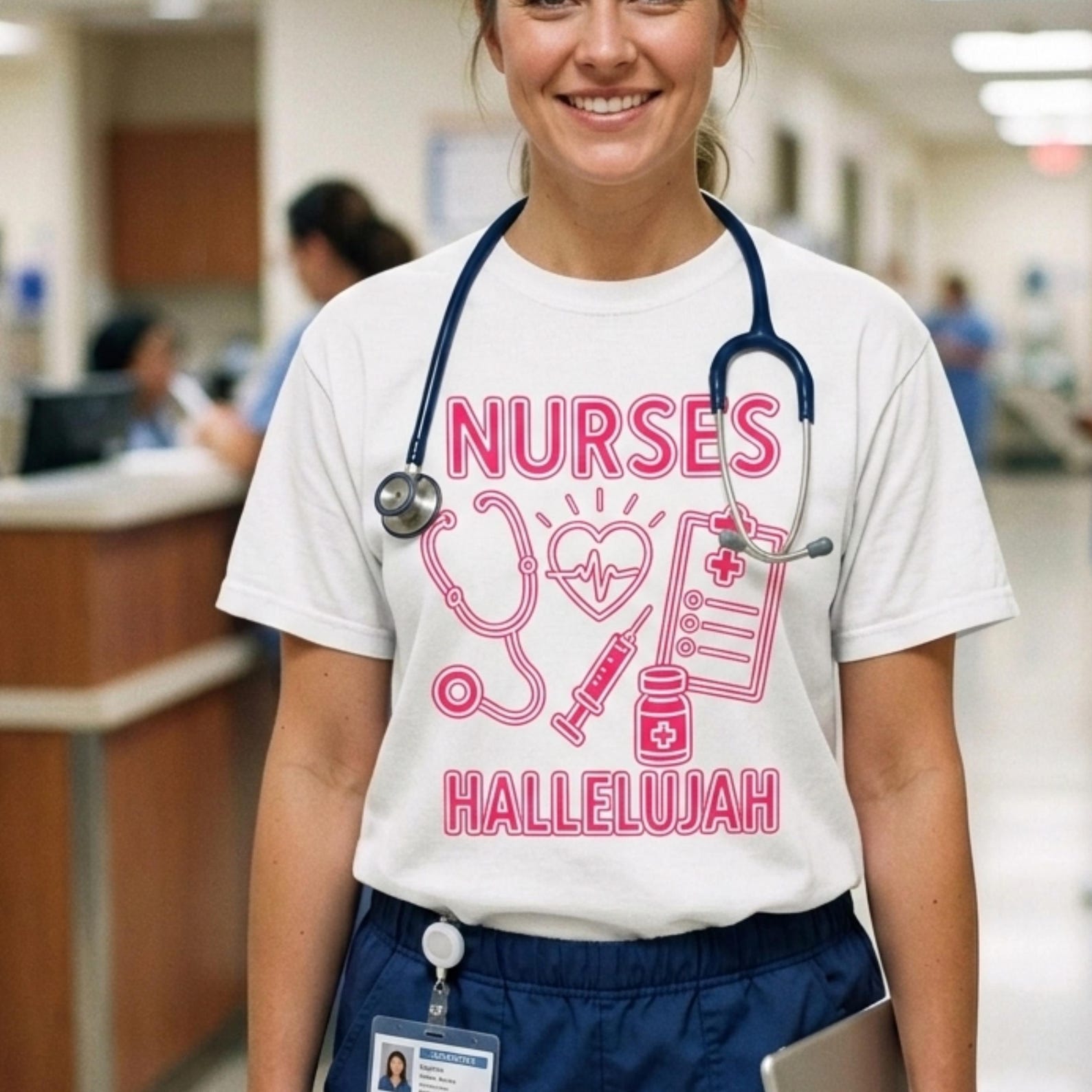 Nurses Hallelujah T-Shirt | Nurse Stethoscope Syringe Clipboard Design | Nurses Week Shirt 3XL
