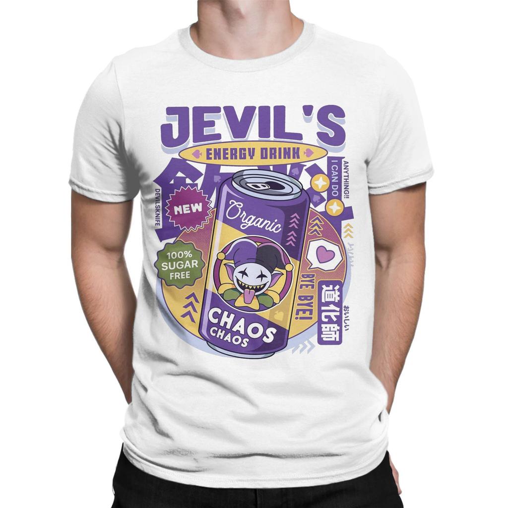 Jevil Energy Drink Deltarune T Shirt Beach  Leisure TShirts Mens Cotton O Neck Plus Size Tees ShortSleeve Streetwear Tshirt
