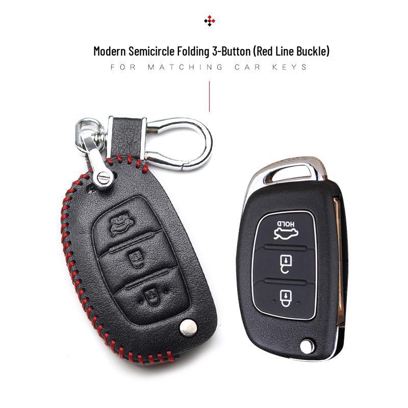 Hyundai Genuine Leather Key Case for Santa Fe, ix35, Mistra, Elantra, Reina, Veloster, Sonata