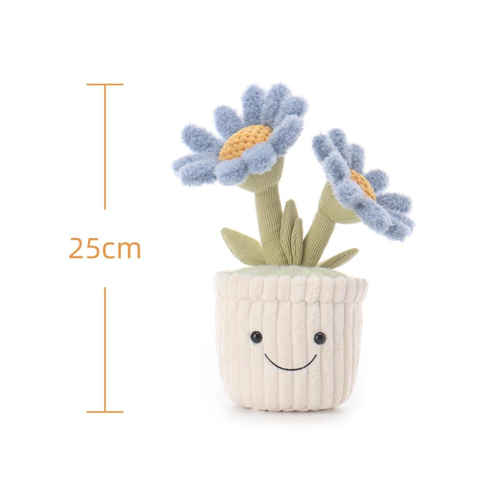Apricot Lamb Navy Blue Potted Daisy Plush Toy, Soft, Cute, Fluffy Navy Blue Potted Daisy 25cm, Suitable for Boys and Girls