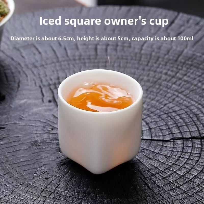 Taza de Té de Porcelana Jade Hielo de Lujo Taza Maestra de Cerámica China para Elaboración Casera Juego para Beber Té de Arcilla Blanca de Dehua Regalo