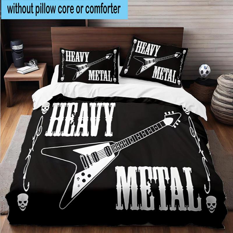 Guitar Collection Diversity 3pcs Bedding,Including 1pc Duvet Cover And 2pcs Pillowcases Perfect for Christmas,Ideal for Bedroom, Dormitory