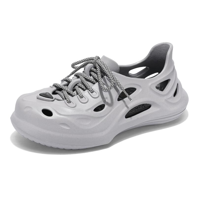 Men's breathable casual Lace up sandals summer new soft-sole outdoor Garden shoes waterproof fashion hole shoes driving slippers