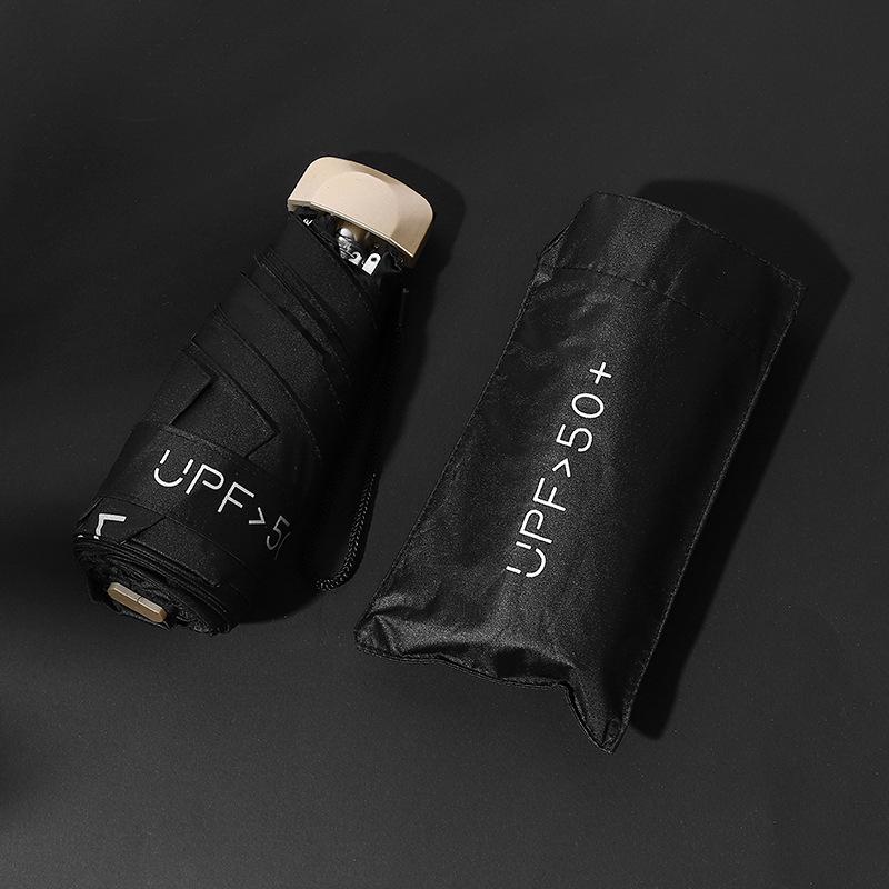 Ultra-Light Five-Fold Umbrella: UV Protection Sunscreen, Anti-Ultraviolet, Rain or Shine, Folding Black Glue Sunshade.