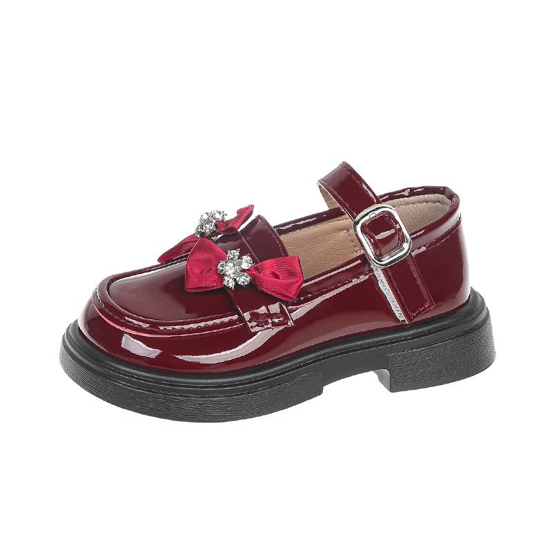 Spring New Temperament Diamond Princess Shoes Korean Style Fashion Soft Bottom Girls Leather Shoes