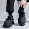 2024 niche platform big head commuter casual shoes carbon black derby shoes men's British small leather shoes 60706-R