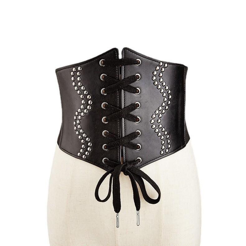Rivet Fashionable And Strap Design Women Elastic Waistband For Dressing Dress