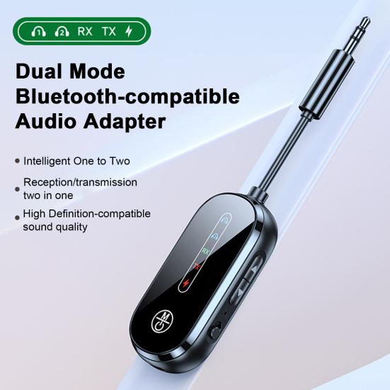 

Bluetooth-сумісний аудіоадаптер, подвійне підключення, низька затримка, шумозаглушення, широка сумісність, передавач, приймач чорний