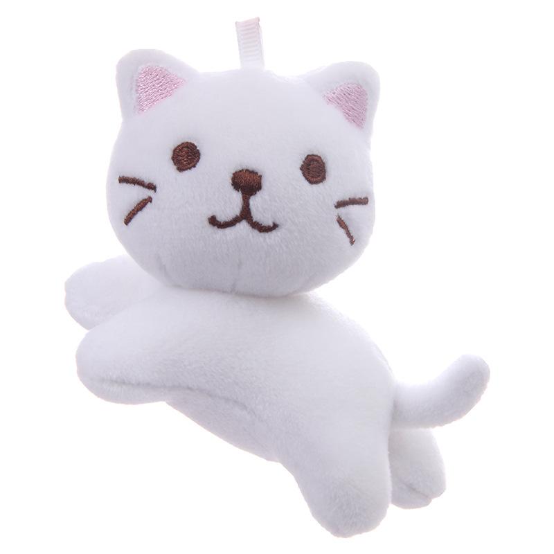 Cartoon Cute Six-Color Tilt Head Lying Plush Toy Cat Kitten Doll Backpack Pendant Decoration Christmas Halloween Gift Preferred