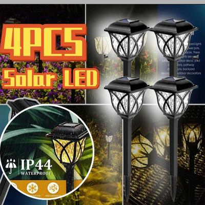 4/2 peças de luzes LED solares para gramado, à prova d'água, luz quente para decoração de jardim, caminho, caminho, entrada de garagem