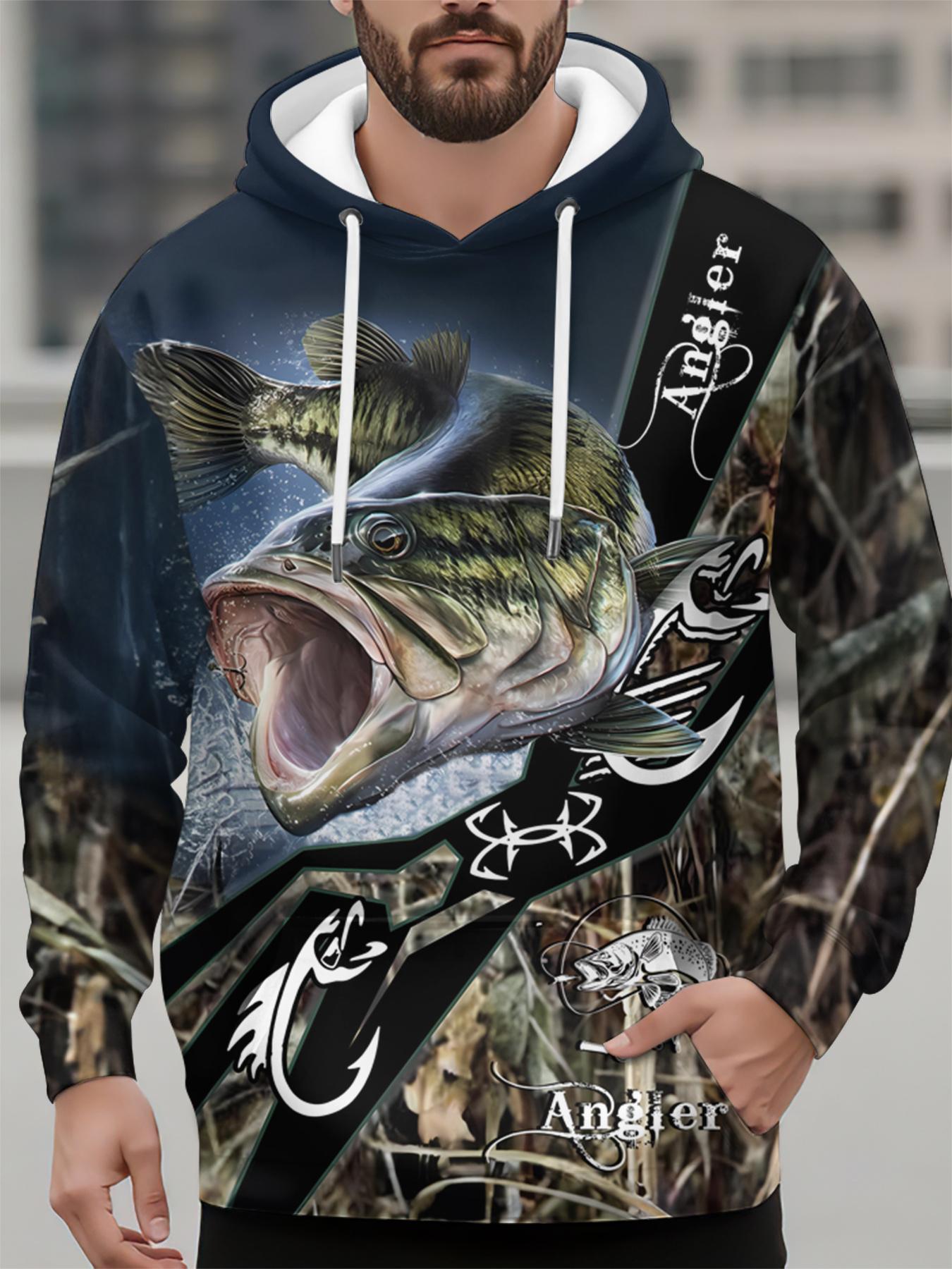 

Осенний мужской свитшот, повседневный пуловер с капюшоном и длинным рукавом, топ с принтом рыбалки, модная оверсайз винтажная мужская толстовка, уличная одежда S