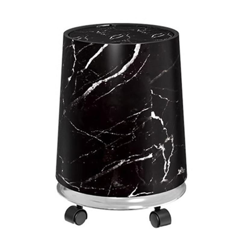 

Modern Double Layer Marble Print Small Garbage Can Swing Lid for Bathroom Kitchen Office Bin Easy Cleaning Design чёрный