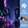 Halloween| Christmas|1000pcs Mini Jigsaw Puzzle A Cyberpunk City Street at Night with Neon Signs and Wet Roads Suitable for Living Room Display Holida