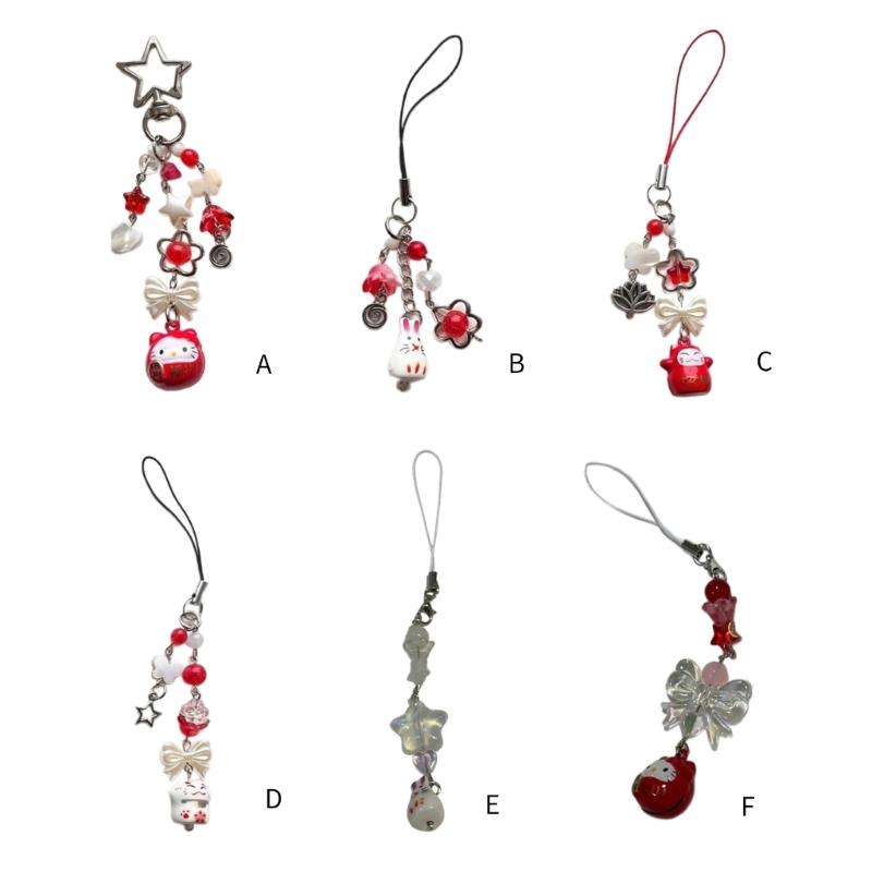 Fashionable Phone Charm Bag Pendant Decoration Keyring Lucky Cat Keychain and Phone Accessory for Good Fortune