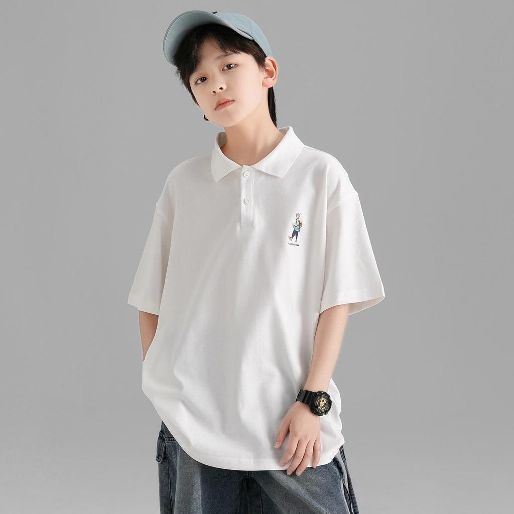 Boys' Korean Style Summer Polo T-shirt - Casual, Trendy, Loose Fit