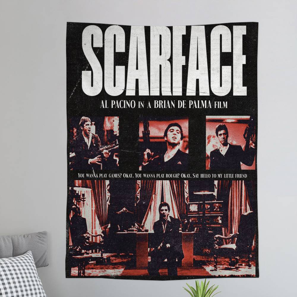 Vintage Classic Sscarface Chart Tapestry Art Science Fiction Room Home Decor Cheap Hippie Wall Hanging