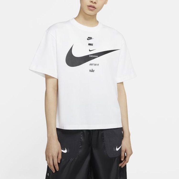 Nike T Shirts Women's White Crew Neck Moderate Straight Fit CU5683-100