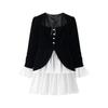 Spring 2025 Women's High-Waisted Lace-Up Two-Piece Irregular Long-Sleeve Dress