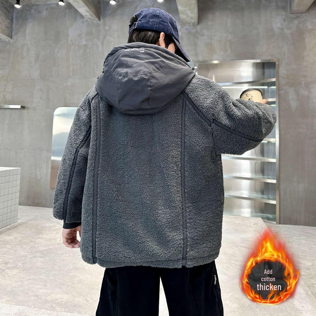 Jungen Kapuzenjacke mit Fleecefutter Herbst/Winter 2025 - Dick, Warm, Baumwollgepolsterter Pullover für Kinder