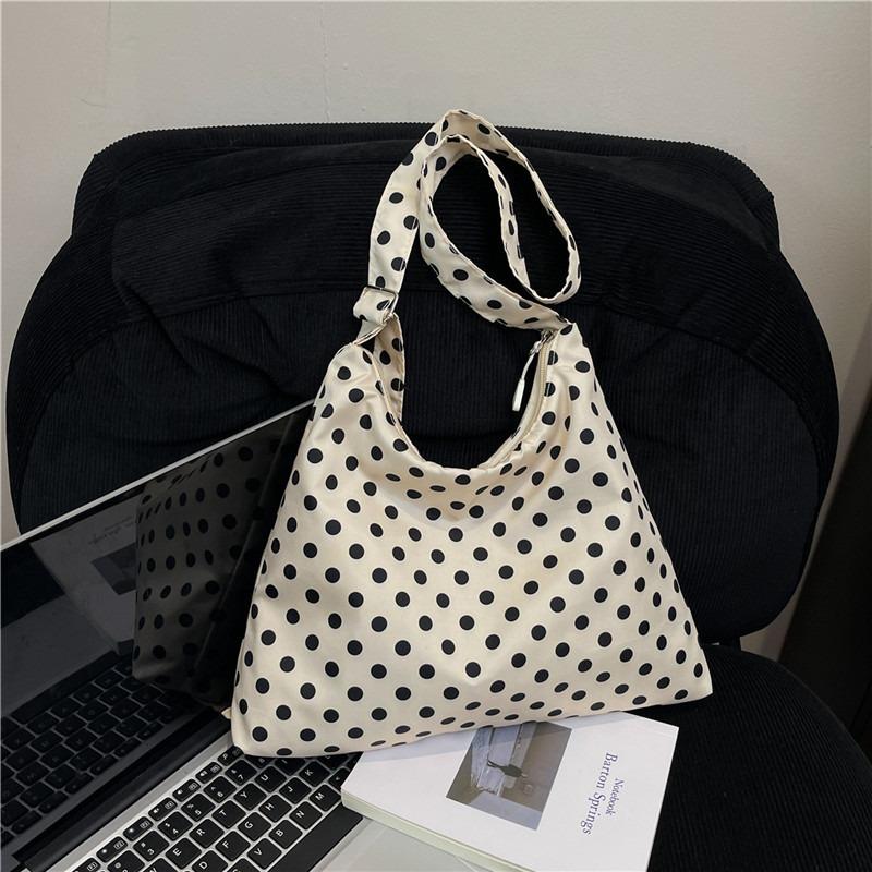 Bolsa tiracolo feminina casual com estampa de bolinhas, grande capacidade, simples para o dia a dia, moda, bolsa de ombro tote personalizada