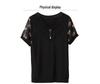 2023 Summer V-Neck Lace Chiffon Blouse for Women - Fashionable Short Sleeve Top for Middle-Aged Moms