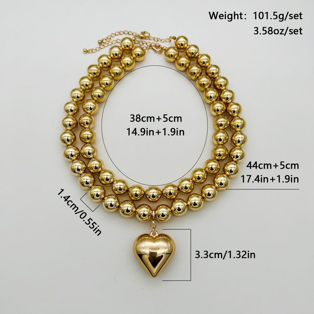 Creative Multi-layer Pearl CCB Sweater Chain Collarbone Chain Temperament Elegant Love-shaped Layer Necklace