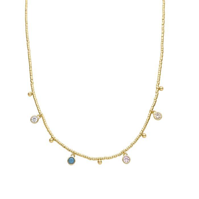 Collier - Luxenter - Mali - Argent 925 - Zircons multicolores - Or jaune 18K