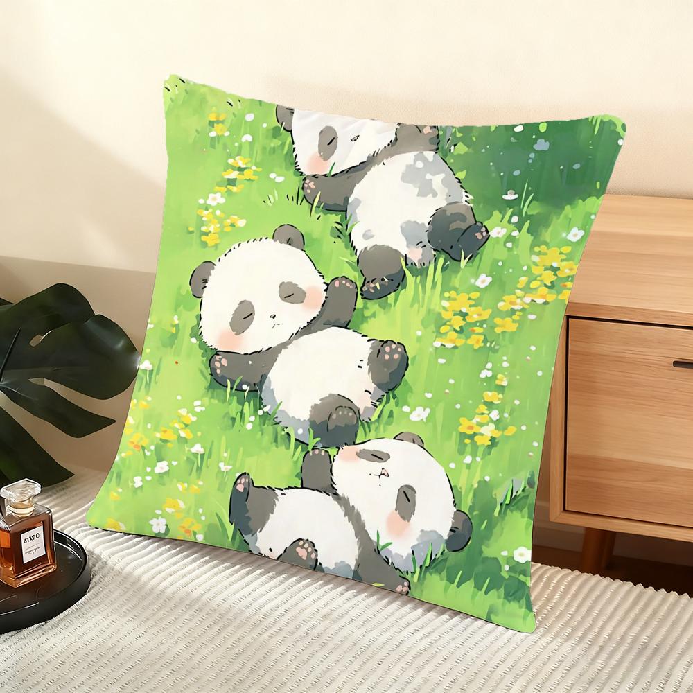 Cartoon drawing animal Cushion Cover Silky Short Plush Home Sofa Cushion Cover - Invisible Zipper Home Decoration