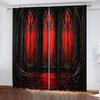 2Pcs Curtain Three Gothic Red Windows Window Drapes For Bedroom Living Room Decoration Window Treatment.