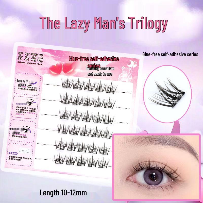 

Self-Adhesive Natural False Eyelashes - Easy Three-Step Application with Hard Stem