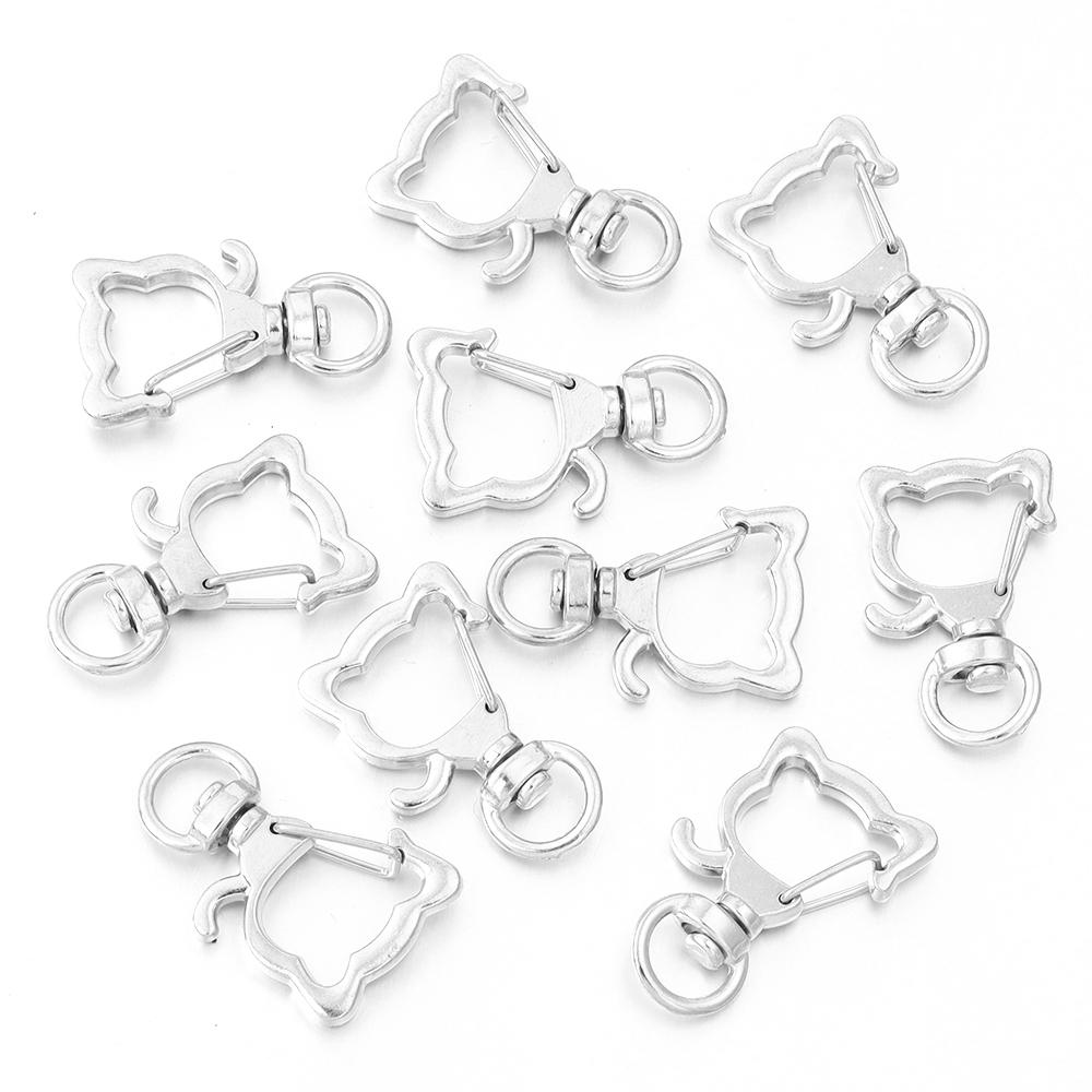 10Pcs/pack Lobster Clasps Hooks Star Blossom Heart Cat Moon Keychain Lobster for Charms Key Ring Clasp Jewelry Making Accessorie