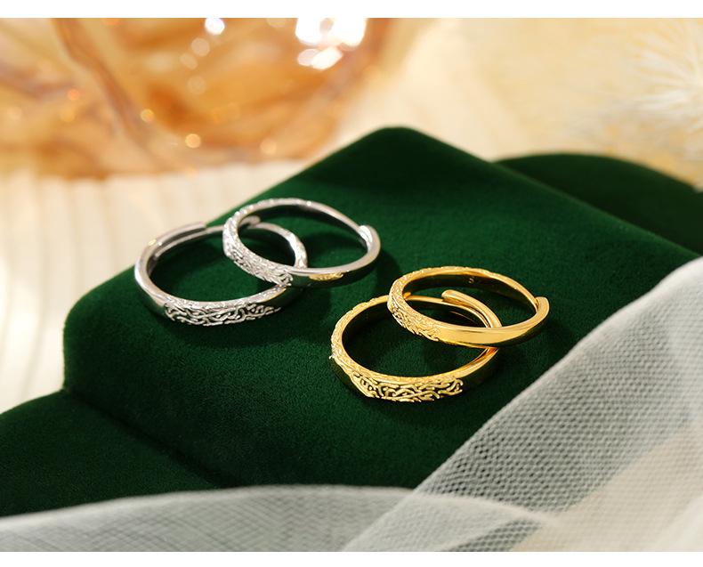 Weilan Battement de Cœur Argent 925 Texture Irrégulière Alliances Couple - Design Unique Arbre Banyan