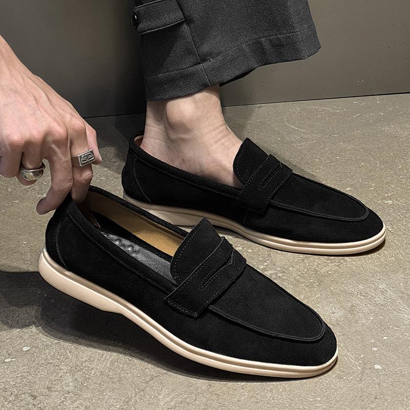 Doudou Schuhe Anti-Samt Herren Weiche Sohle Ein-Pedal Lazy Musik Casual Sommer Vielseitige Herrenschuhe 8225 khaki-J