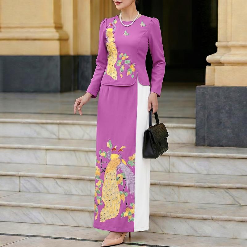 ZANZEA Women 3/4 Sleeve Blouse and Long Skirts Elegant Casual Two Piece Sets