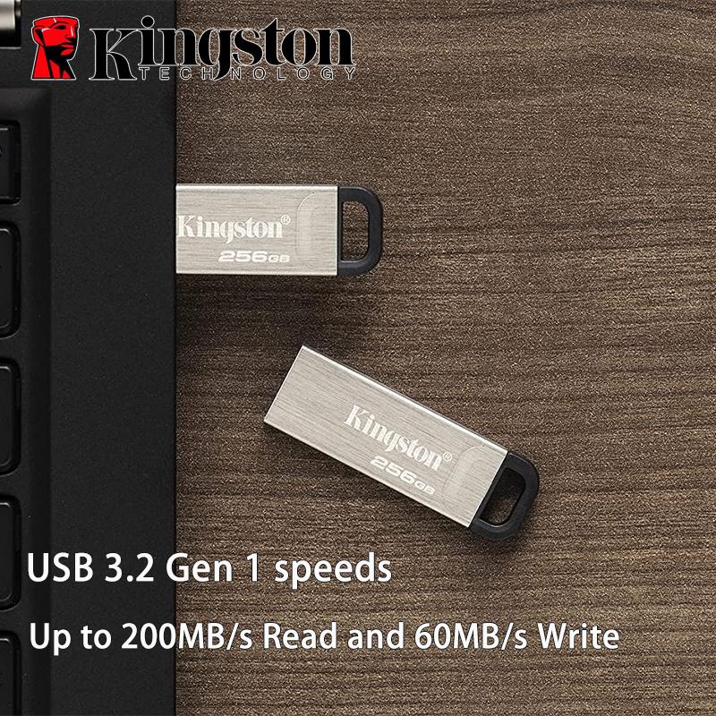 Kingston USB-накопители емкостью 256 ГБ USB 3.2 Gen 1 | Скорость до 200 МБ/с | Высокая производительность | Металлический флэш-накопитель | DataTraveler Kyson DTKN/256 ГБ/128 ГБ/64 ГБ
