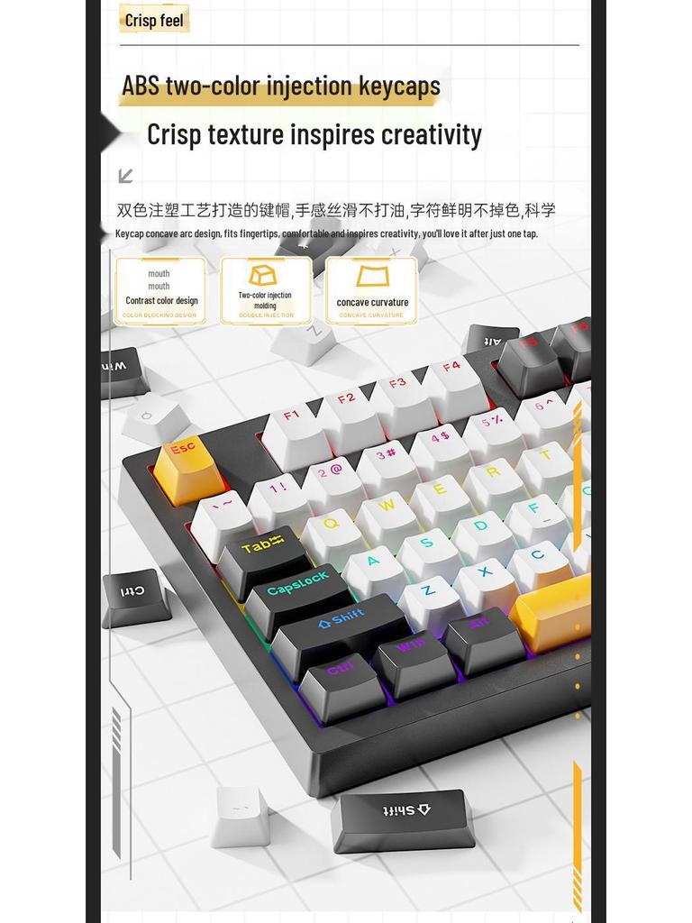 K98 Wired Mechanical Keyboard with Blue/Red/Brown Switches - Detachable Cable for PC, Laptop, Office, Gaming