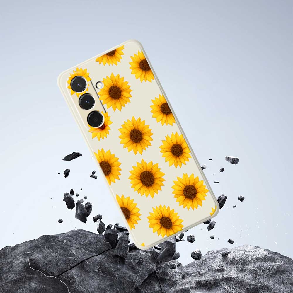 Etui na Samsung Galaxy A36 5G Wzór Słoneczników Nadruk Proste Krawędzie TPU Pokrowiec na Tył Telefonu