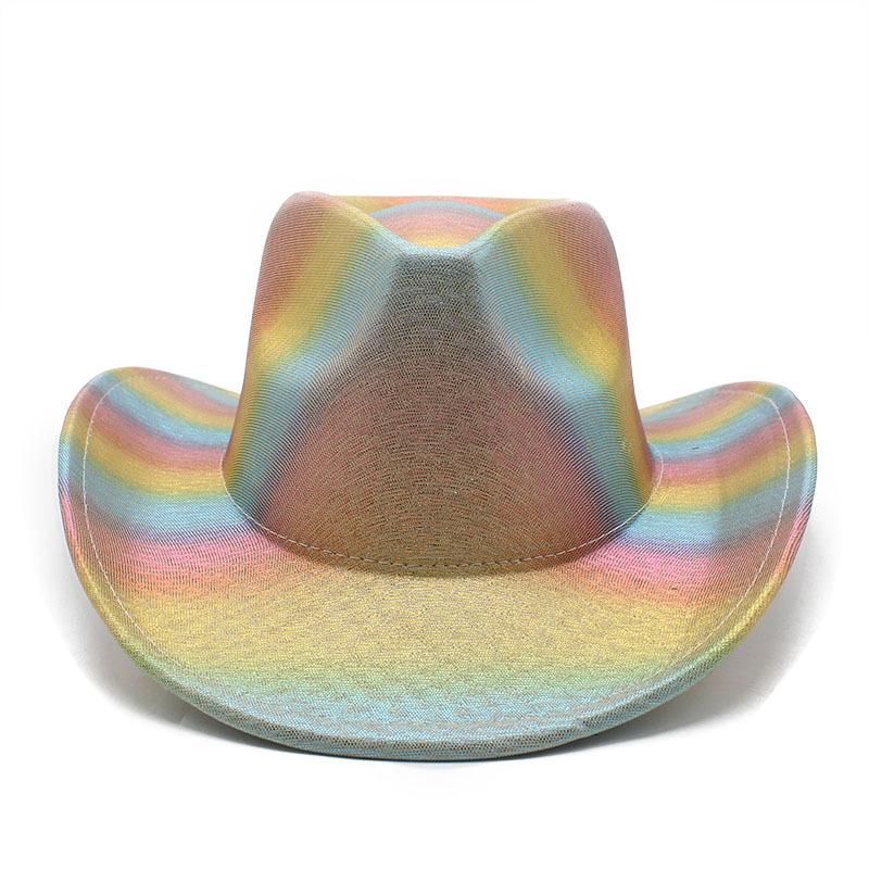 Rainbow Striped Cowboy Hat Colorful Top Hat Western Men And Women Party Orgy Decorative Holiday Hat
