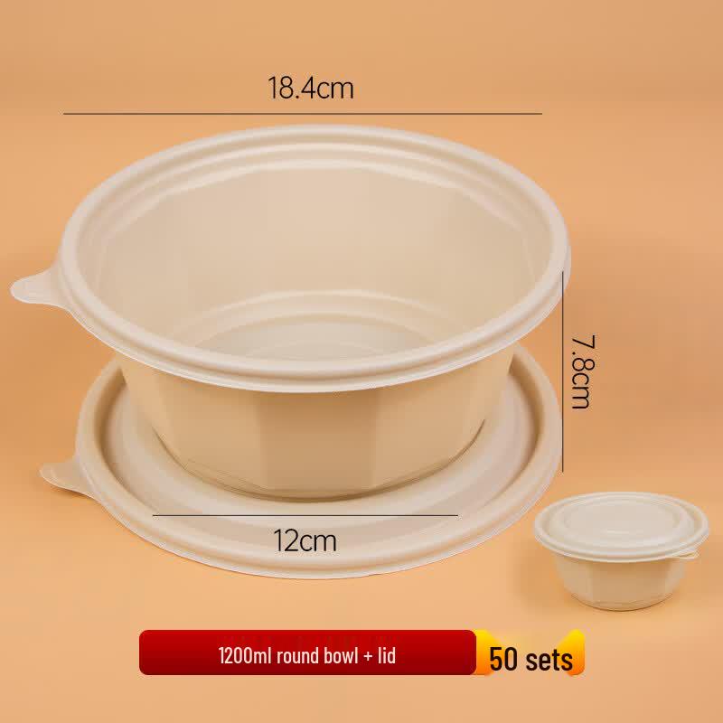 Eco-friendly 1200ml Disposable Corn Starch Round Food Containers
