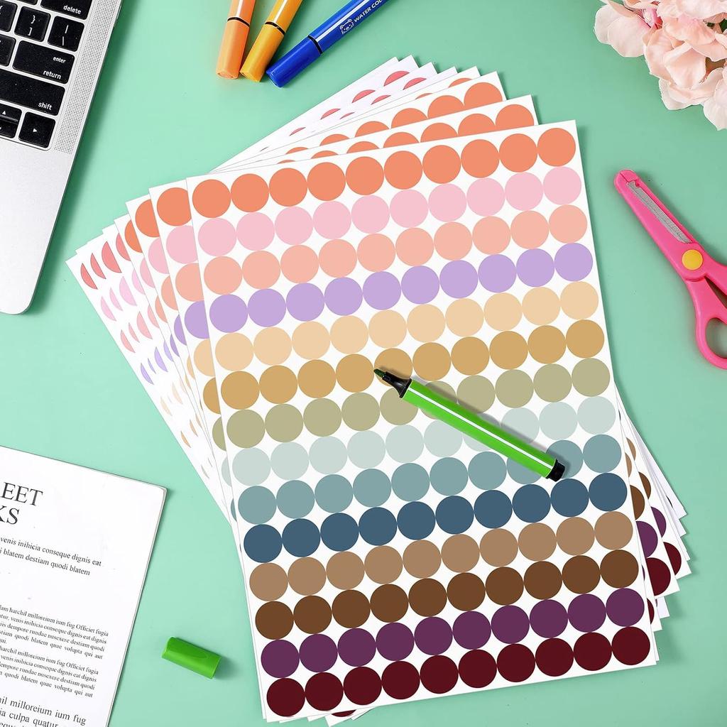 Sinmoe 2800 Pieces Colored Dot Stickers 3/4 Inch 14 Colors Circle Dots Label Stickers Removable for Office and Student Classroom DIY Marking Teaching