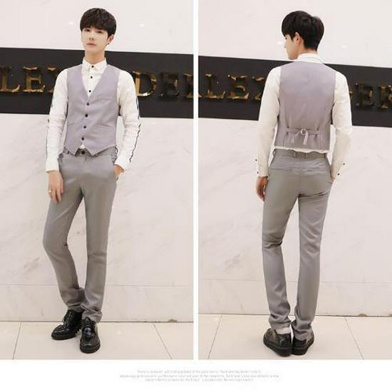 Men's Korean Style Slim Suit Vest - Business Casual for Spring & Autumn, Professional Groomsmen Dress Vest.