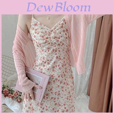 Romantic Flower Print Knit Camisole Dress For Summer Casual Wear